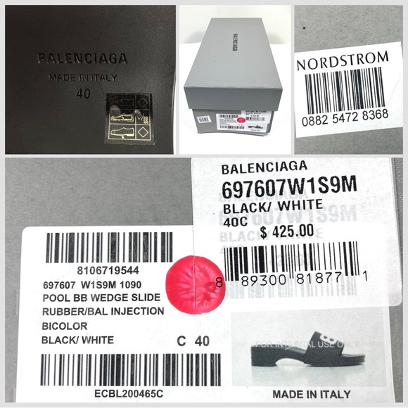 Balenciaga Pool BB Wedge Slide Slides Black White 40 EU NEW 10 US Summer Logo